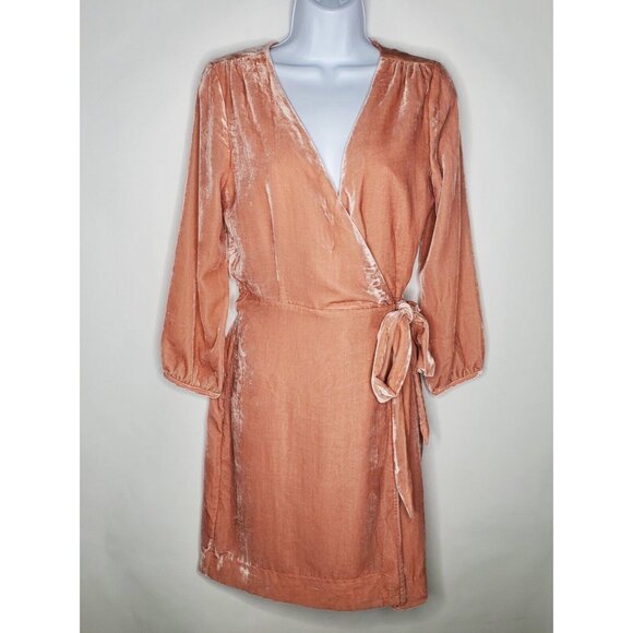 J Crew Womens Velvet Soft Pink Wrap Dress Size 4 Romantic Coquette Feminine NWT